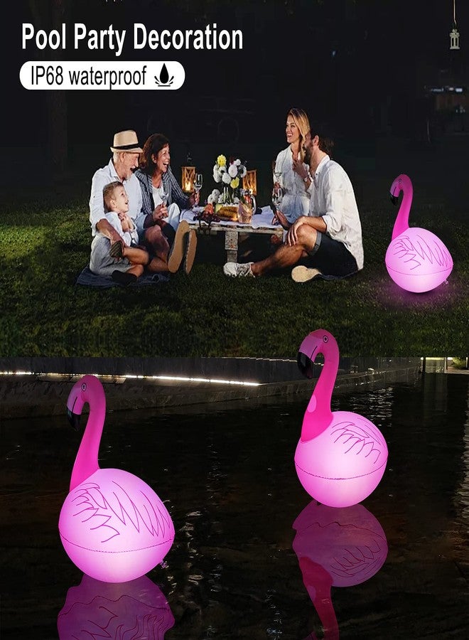 Cootway Floating Pool Lights 2PCS, Solar Flamingo Pool Lights Waterproof, Glow in The Dark Solar Powered LED Lights, Inflatable Floating Lights for Pool Spa Patio Wedding Party Christmas Decorations - Image 3