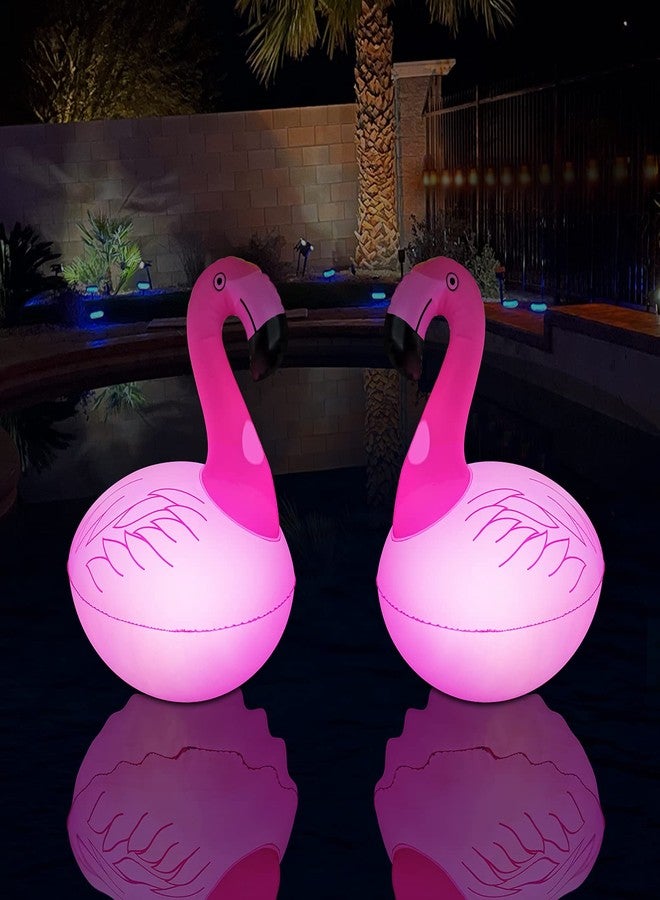 Cootway Floating Pool Lights 2PCS, Solar Flamingo Pool Lights Waterproof, Glow in The Dark Solar Powered LED Lights, Inflatable Floating Lights for Pool Spa Patio Wedding Party Christmas Decorations - Image 1