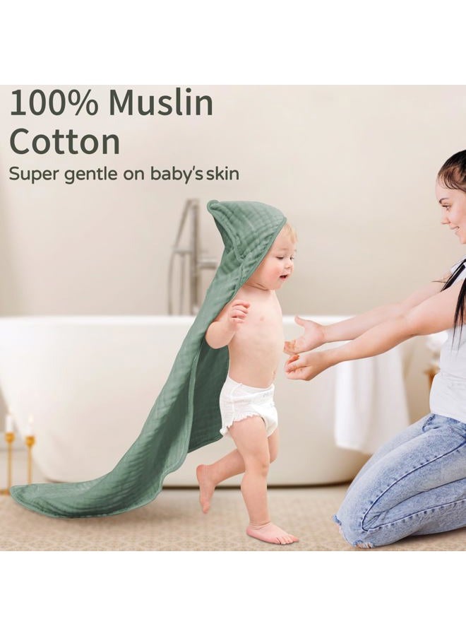 YOOFOSS Hooded Baby Towels for Newborn 2 Pack 100% Muslin Cotton Baby Bath Towel with Hood for Babies, Infant, Toddler and Kids, Large 32x32Inch, Soft and Absorbent Newborn Essential - Image 2