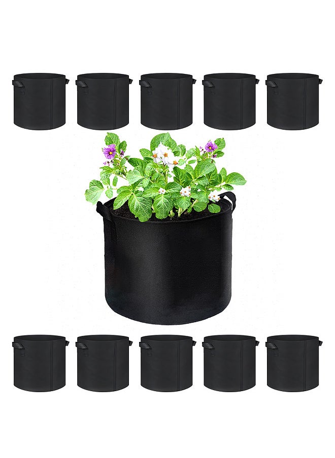 Generic 10-Pack Plant Grow Bags 5 Gallon Non Woven Fabric Breathable Garden Potato Mushroom Grow Bags Foldable Fabric Pots Planters for Outdoor Plants with Portable Handle  - Image 1