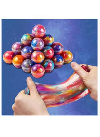 24 Pack Galaxy Slime Party Favors,Stretchy & Non-Sticky Slime Balls Toy，Birthday Halloween Christmas Stocking Stuffers, Classroom Reward for Girls Boys - view 2