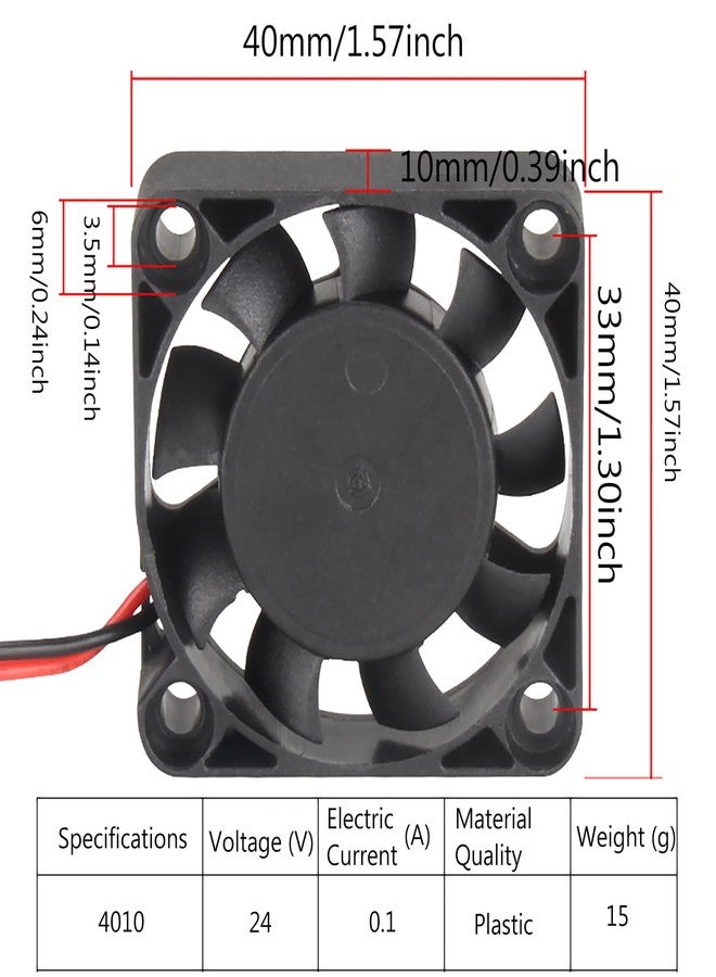 CNZTHDY 3D Printer DC 24V 4010 Extruder Hot End Cooling Fan, 40x40x10mm for 3D Printer, Cooling Fan for Creality Ender 3/Ender 3 Pro/CR-10S, 3D Printer Accessories Parts with 2 Pin Cable Line and 8000 RPM - Image 2