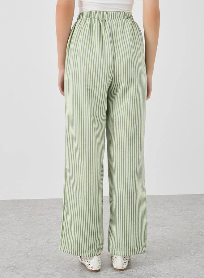 Take Two Take Two Textured Striped Straight Leg Pants