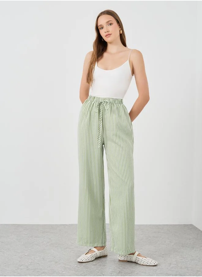 تايك تو Take Two Textured Striped Straight Leg Pants