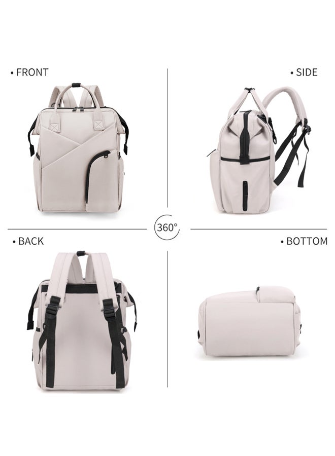 SHABILI Women Nylon Mommy Bag Baby Bag Maternity Bag Diaper Bag Backpack Handbag, Ladies Versatile Large Capacity with Multi-pocket Design Durable Waterproof Bag, for Daily Casual Travel Use (Grey) - Image 5