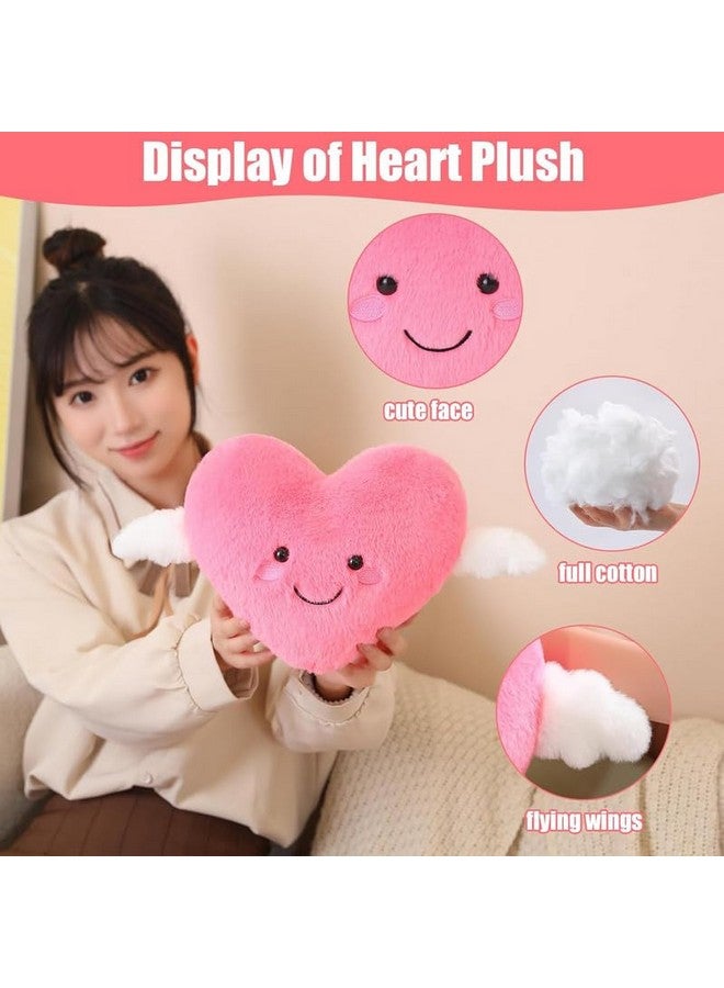 AVSHUB Pink Heart Plush Toy Cute Heart Stuffed Animal Soft Pillow Plushies Kawaii Heart Shape Plushie Valentine's Day Gifts Birthday for Kids Lover Decor - Image 2