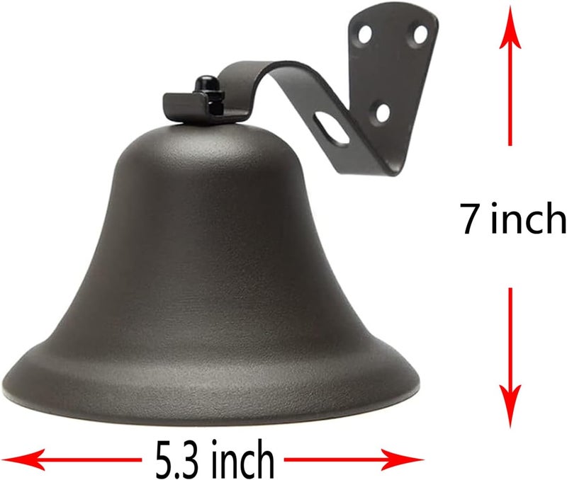 WMM Hanging Bell Dinner Bell Outdoor Bell Bracket Mount Wall Bell Indoor Rope Bell Ship/Boat/Nautical/Door/School/Reception/Home/Church Bell(Black) - Image 1