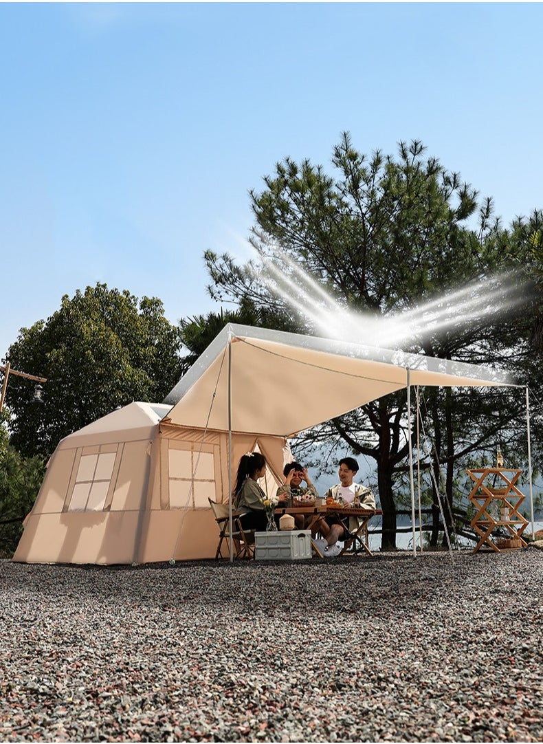 FLYROAD Inflatable camping tent, 4-6 person outdoor large tent, portable waterproof inflatable tent with 10㎡ sunshade, inflatable tent with inflation port, suitable for camping hiking backpacking travel  - Image 1