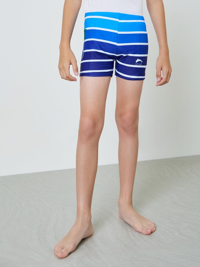 Styli Teen Boys Striped Ombre Swim Trunks - Image 1