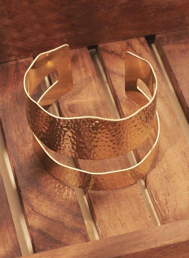 SALTY Anti Tarnish Giggles Gold Cuff Bracelet for Women | Fancy Jewellery Gifts | Hand Band | Latest Fashion Accessories for Girls | Minimal Jewelry Design | Ideal for Gifting | Marriage, Birthday | Gift for Valentine Day - Image 3