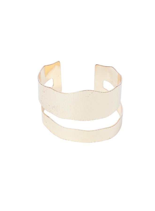 SALTY Anti Tarnish Giggles Gold Cuff Bracelet for Women | Fancy Jewellery Gifts | Hand Band | Latest Fashion Accessories for Girls | Minimal Jewelry Design | Ideal for Gifting | Marriage, Birthday | Gift for Valentine Day - Image 1