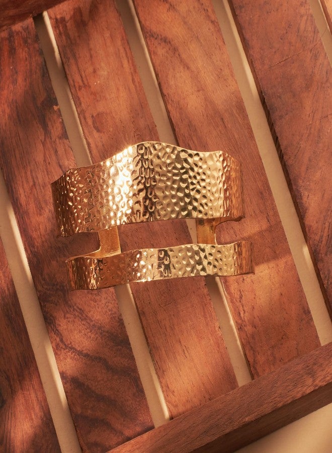 SALTY Anti Tarnish Giggles Gold Cuff Bracelet for Women | Fancy Jewellery Gifts | Hand Band | Latest Fashion Accessories for Girls | Minimal Jewelry Design | Ideal for Gifting | Marriage, Birthday | Gift for Valentine Day - Image 4