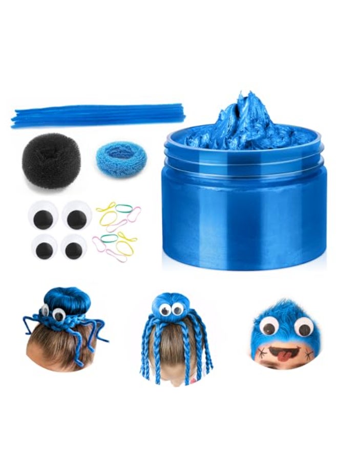 Cherocito Blue Temporary Hair Color Wax Kit for TeenagersCrazy Hair Day Accessories Gifts for TeenagersInstant Hair Dye Color Wax for Cosplay Party Halloween Christmas Washable Crazy Hair Style - Image 1