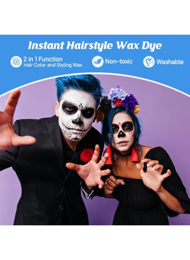 Cherocito Blue Temporary Hair Color Wax Kit for TeenagersCrazy Hair Day Accessories Gifts for TeenagersInstant Hair Dye Color Wax for Cosplay Party Halloween Christmas Washable Crazy Hair Style - Image 3