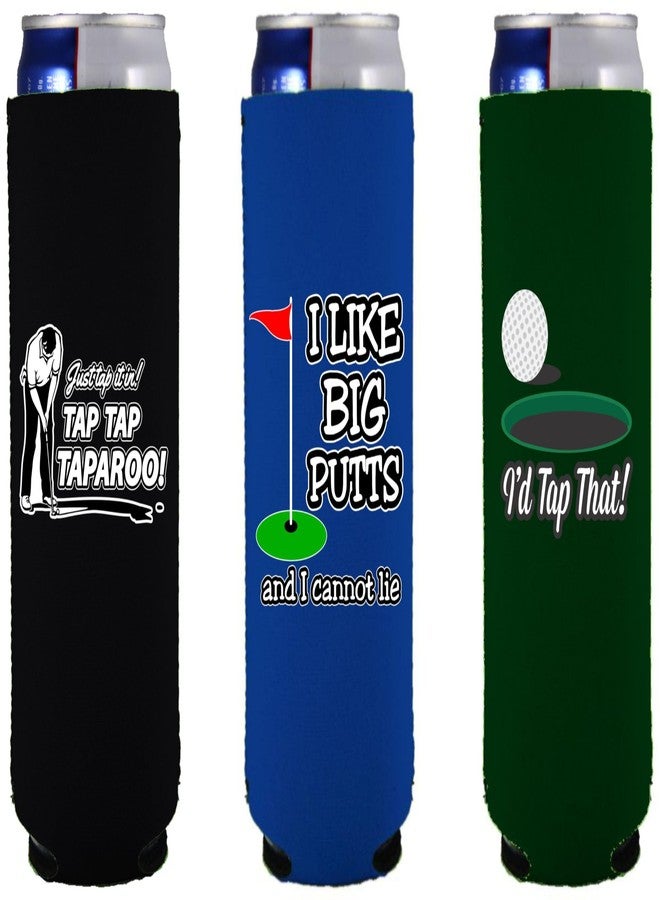 Coolie Junction Funny Golf Putting Slim Can Coolie Designs 3 Pack - Image 1