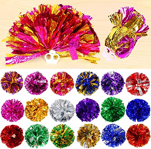 Hlonon 4 Pack Cheerleader Pom Poms Sports Dance Cheer Plastic Pom Poms Cheerleading for Sports Team Spirit Cheering (Blue Silver, 50g) - Image 3