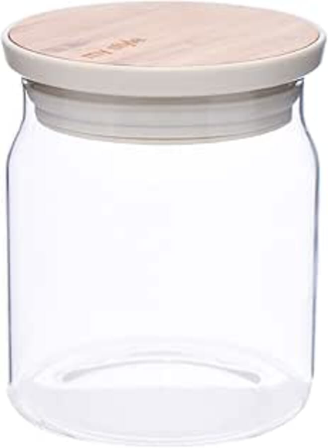 Rocky 10 cm Glass Spice Jar with Wooden + Silicone Lid-T-1395