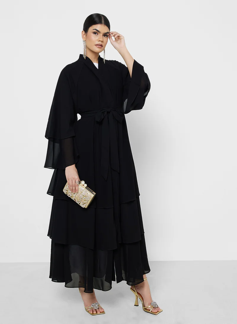 Khizana Layered Abaya With Sheila