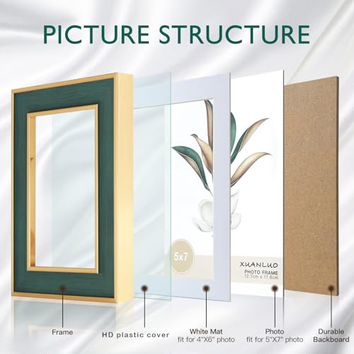 XUANLUO 4 Pack Picture Frames Farmhouse Rustic Picture Frame Sets with Distressed Wood Grain,Display Pictures Tabletop or Wall Decor (Mix Color, 5x7 (4pc)) - Image 3