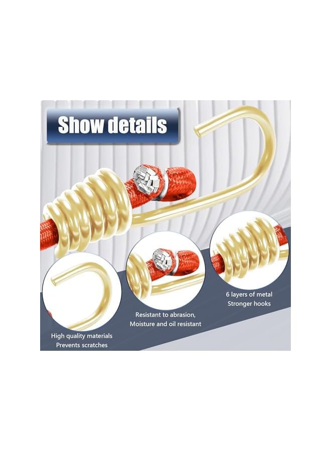 The Bros The Bros Bungee Straps, 10 Pcs Elastic Bungee Cords, 9.84 Inch Bungee Cords with Hooks for Bikes, Motorcycle, Hand Carts, Wire Racks, Tents (Orange), JK-AE-0003 - Image 3