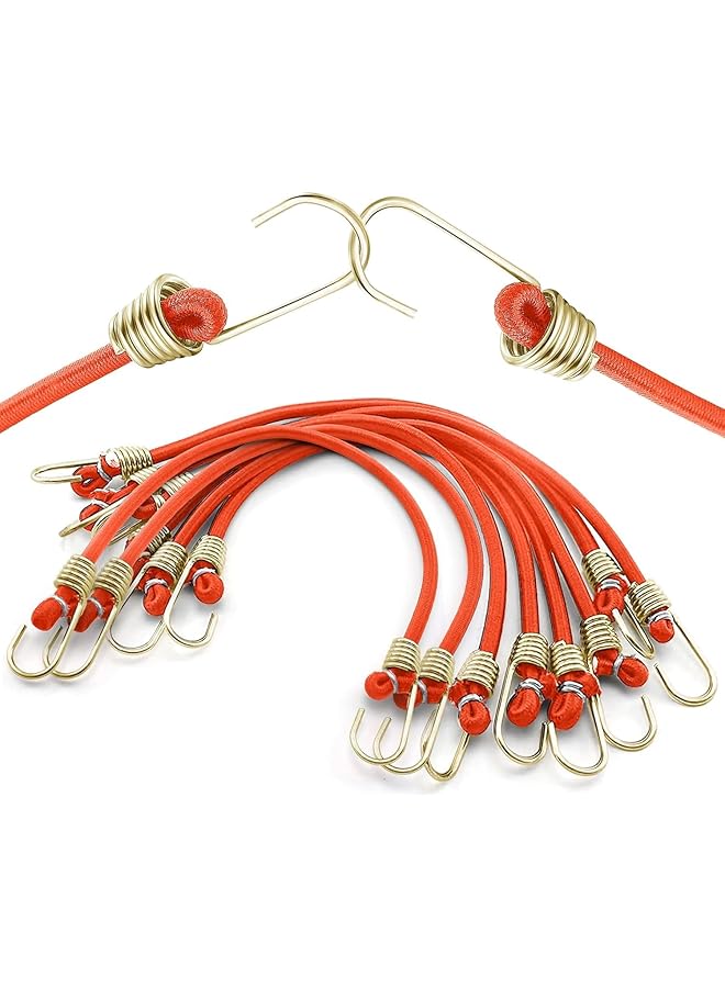 The Bros The Bros Bungee Straps, 10 Pcs Elastic Bungee Cords, 9.84 Inch Bungee Cords with Hooks for Bikes, Motorcycle, Hand Carts, Wire Racks, Tents (Orange), JK-AE-0003 - Image 1