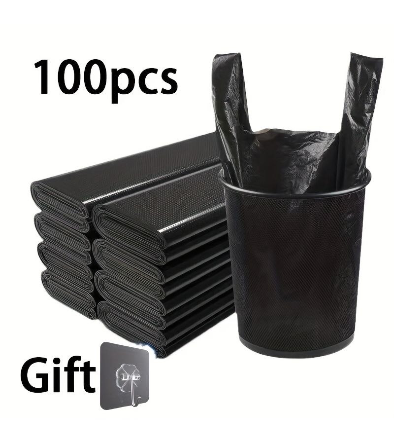 100 Pcs Thick Black Privacy Trash Bags For Home Kitchen Portable Disposable Use - Image 1