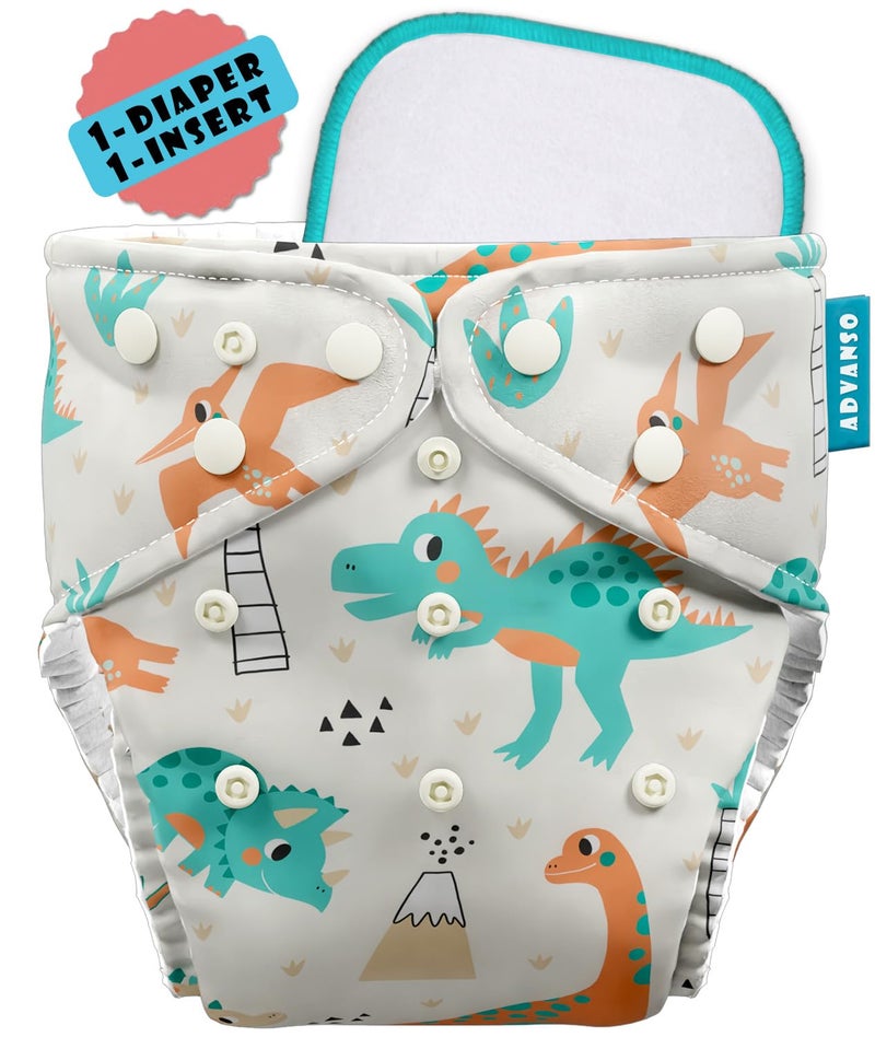 Advanso Leakage Proof cloth diapers for babies, high absorbent 1 reusable diaper 1 insert pad combo pack washable cloth diaper free size 5-18kg adjustable pocket cover (A2) - Image 1
