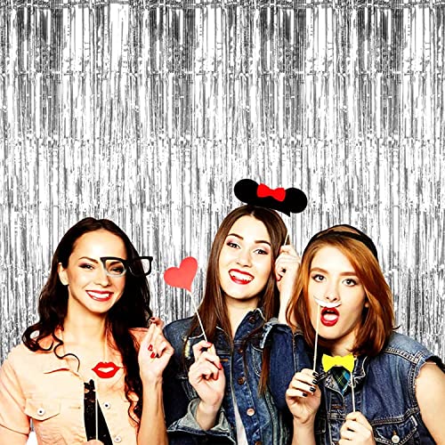 TOYXE Foil Fringe Tinsel Curtains for Photo Backdrop Party Decorations Silver Pack of 6 Pcs - Image 4