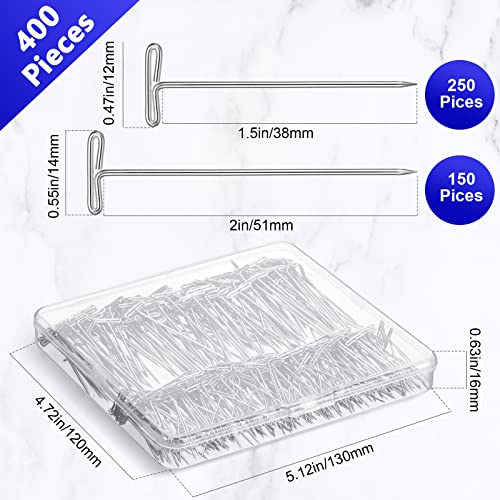 Juinte 400 Pieces Steel Plated T Pins Wig Pins T Shaped Pins for Sewing, Blocking, Knitting, 2 Inch, 1.5 Inch - Image 3