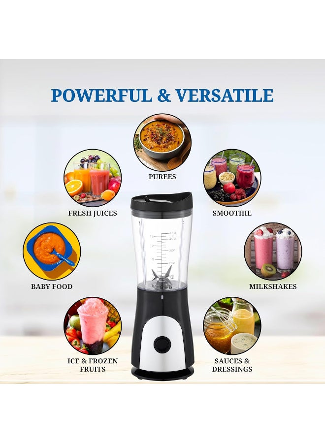 Westinghouse USA Personal Blender – 300W Portable Smoothie Maker with 600ml BPA-Free Sport Bottle, One-Touch Operation, Stainless Steel Blades (UAE Version) - 2 Years Warranty