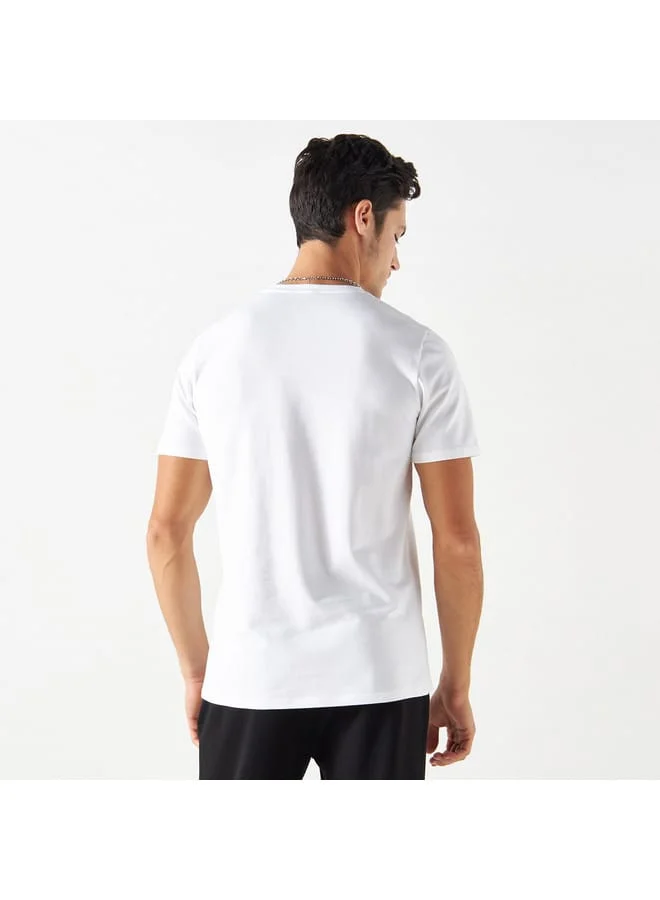 Iconic Iconic Slogan Print Crew Neck T-shirt with Short Sleeves