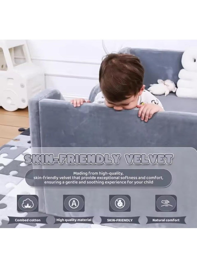 Velvet Upholstered Children's Floor Bed - Image 3