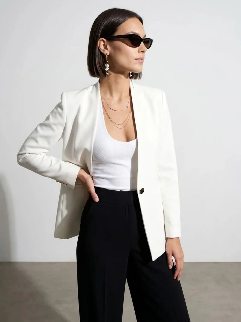 Dilvin Dilvin Women’s Slim Fit Crepe Blazer Jacket