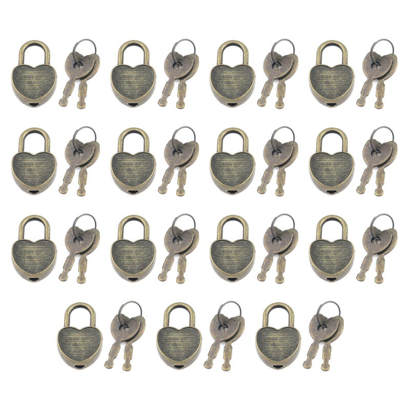 Tsnamay 15 Pcs Mini Diary Metal LockMini Padlock with Key for Suitcase Schoolbag Backpack Padlock Luggage LocksHeartShaped