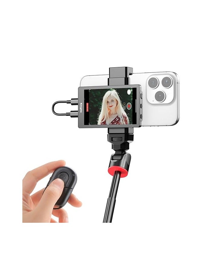 Generic 4K 30FPS Phone Vlog Selfie Monitor Screen, Wired Mini Monitor for iPhone Rear Camera with Magnetic Phone Clip & Bluetooth Remote for Vlog Live Stream TikTok  - Image 1