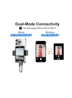 Generic 4K 30FPS Phone Vlog Selfie Monitor Screen, Wired Mini Monitor for iPhone Rear Camera with Magnetic Phone Clip & Bluetooth Remote for Vlog Live Stream TikTok  - Image 5