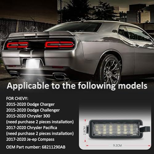Bestview LED License Plate Lights Tag Lamp Assembly for 2015-2020 Dodge Charger Challenger Chrysler 300 Pacifica and Compass Pickup Truck Rear License Plate Lamp,Pack of 1 - Image 4