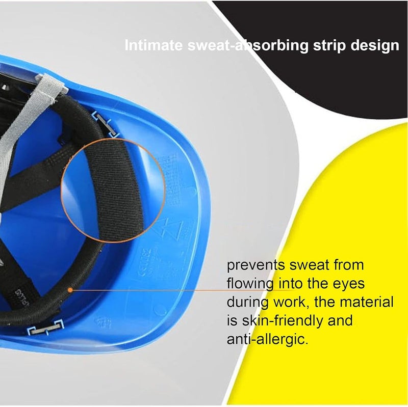 klarako Blue Safety Hard Hat, Protective Equipment with Full Brim, Adjustable Helmet with Reflective Stripe for Construction, Port, Mine - Image 5