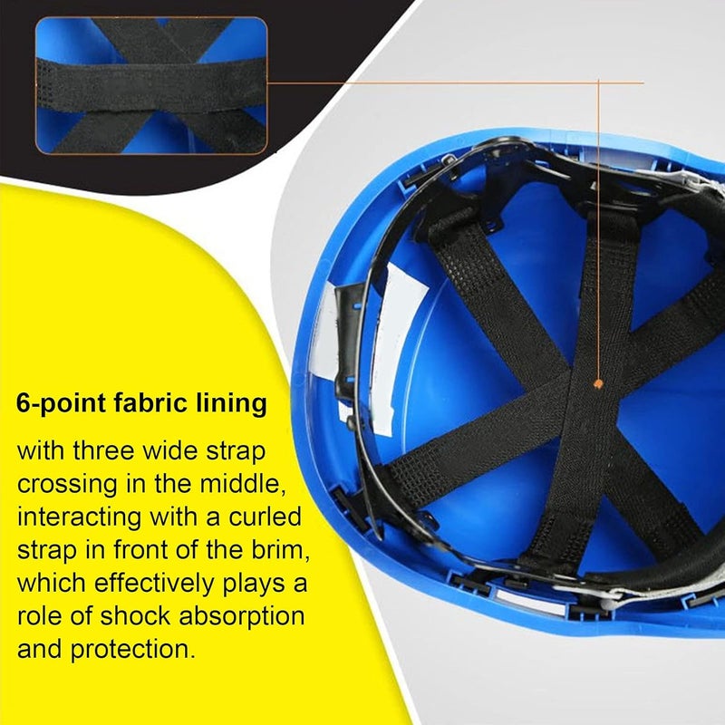 klarako Blue Safety Hard Hat, Protective Equipment with Full Brim, Adjustable Helmet with Reflective Stripe for Construction, Port, Mine - Image 4