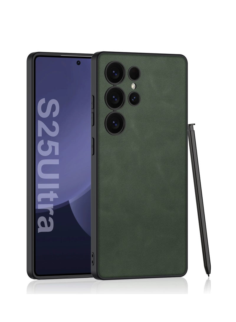 Mmmon Compatible with Samsung Galaxy S25 Ultra Leather Case,Soft Business TPU Cover Support Wireless Charging AntiScratch Case for Samsung Galaxy S25 Ultra (green)