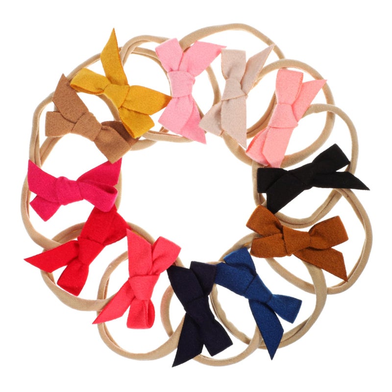12 Pcs Soft Bow Headbands For Newborn Baby Girl Boy Toddlers Easy Fit Hair Bows - Image 2