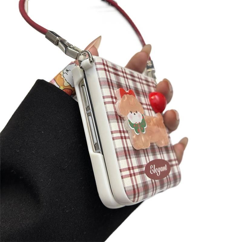 Protective Case | Cover for Samsung Galaxy Z Flip 4 | Plaid | Plaid Pattern | 3D Bow Design - Image 4