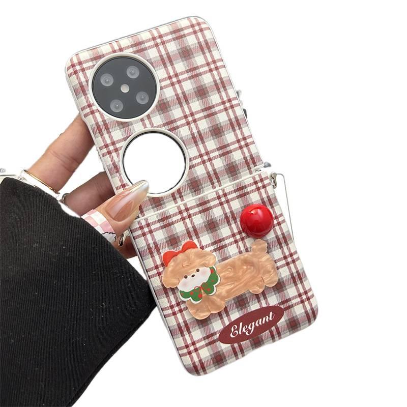 Protective Case | Cover for Samsung Galaxy Z Flip 4 | Plaid | Plaid Pattern | 3D Bow Design - Image 3