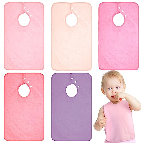 Hercicy Full Coverage Pullover Toddler Baby Bibs Terry Cloth Bibs with Snap Button for 04 Years Unisex Feeding DroolingCute5 Pcs - Image 1