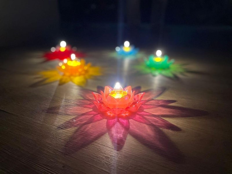 TED TECH Set of 8 Lotus Diya Water Sensor Diya Pani Diya Kamal Diya Led Lotus Diya Diya Lights Diwali Diya  - Image 2