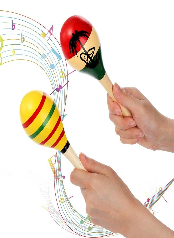 Hedume 12 Pack Wooden Festival Maracas, 8" Carnival Party Decoration Maracas, Shaker Sand Hammer Noisemaker for Musical Fun, Birthday Parties, Carnivals - Image 3