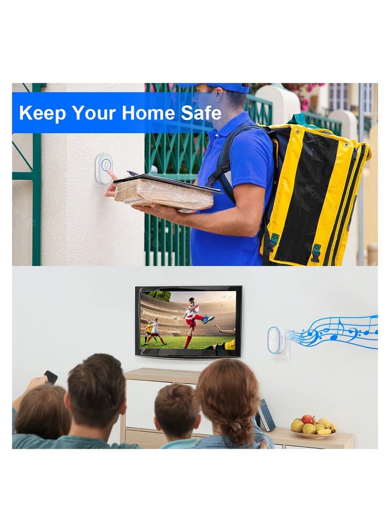 AROAQ Wireless Doorbell LED Flash Security Alarm Outdoor Waterproof Smart Home Intelligent Door Bell Chime Kit - Image 3