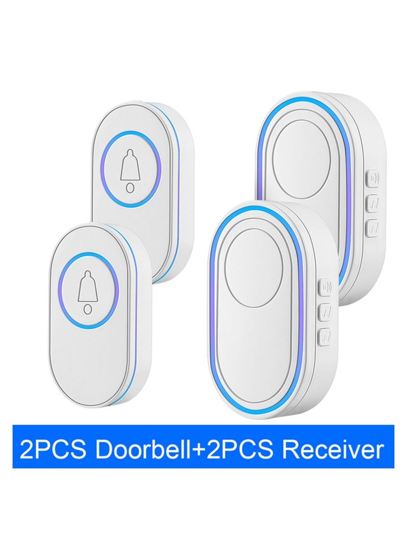 AROAQ Wireless Doorbell LED Flash Security Alarm Outdoor Waterproof Smart Home Intelligent Door Bell Chime Kit - Image 1