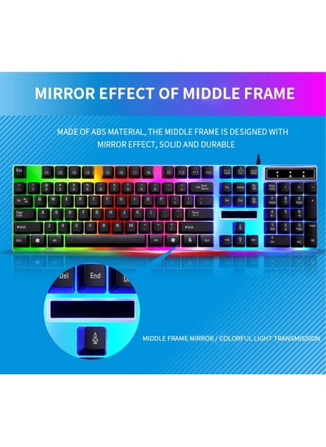FPC - Rainbow Backlit Wired Keyboard and Mouse,Floating Keycap Strong, Wear-resistant, Comfortable Feel Keyboard for Business Office - Image 1