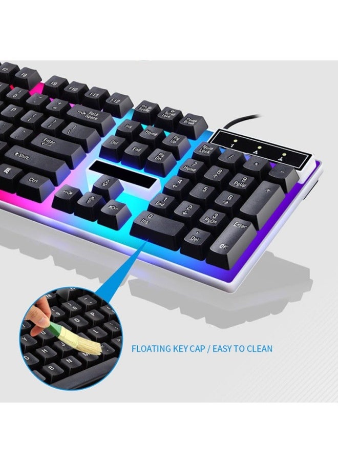 FPC - Rainbow Backlit Wired Keyboard and Mouse,Floating Keycap Strong, Wear-resistant, Comfortable Feel Keyboard for Business Office - Image 1
